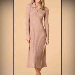 Lucky Brand Tan Long Sleeve Knit Dress